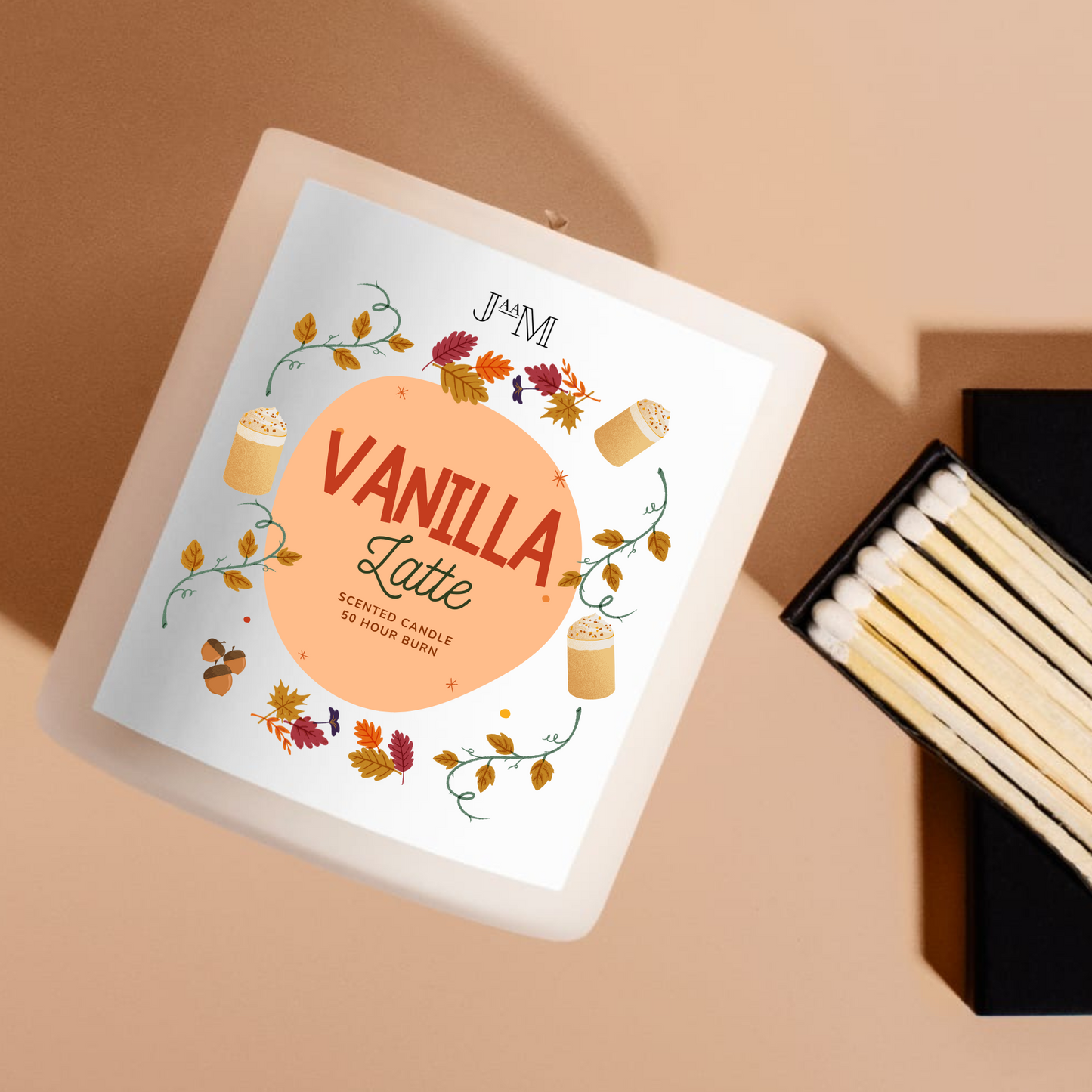 Vanilla Latte Autumnal Candle With Matches