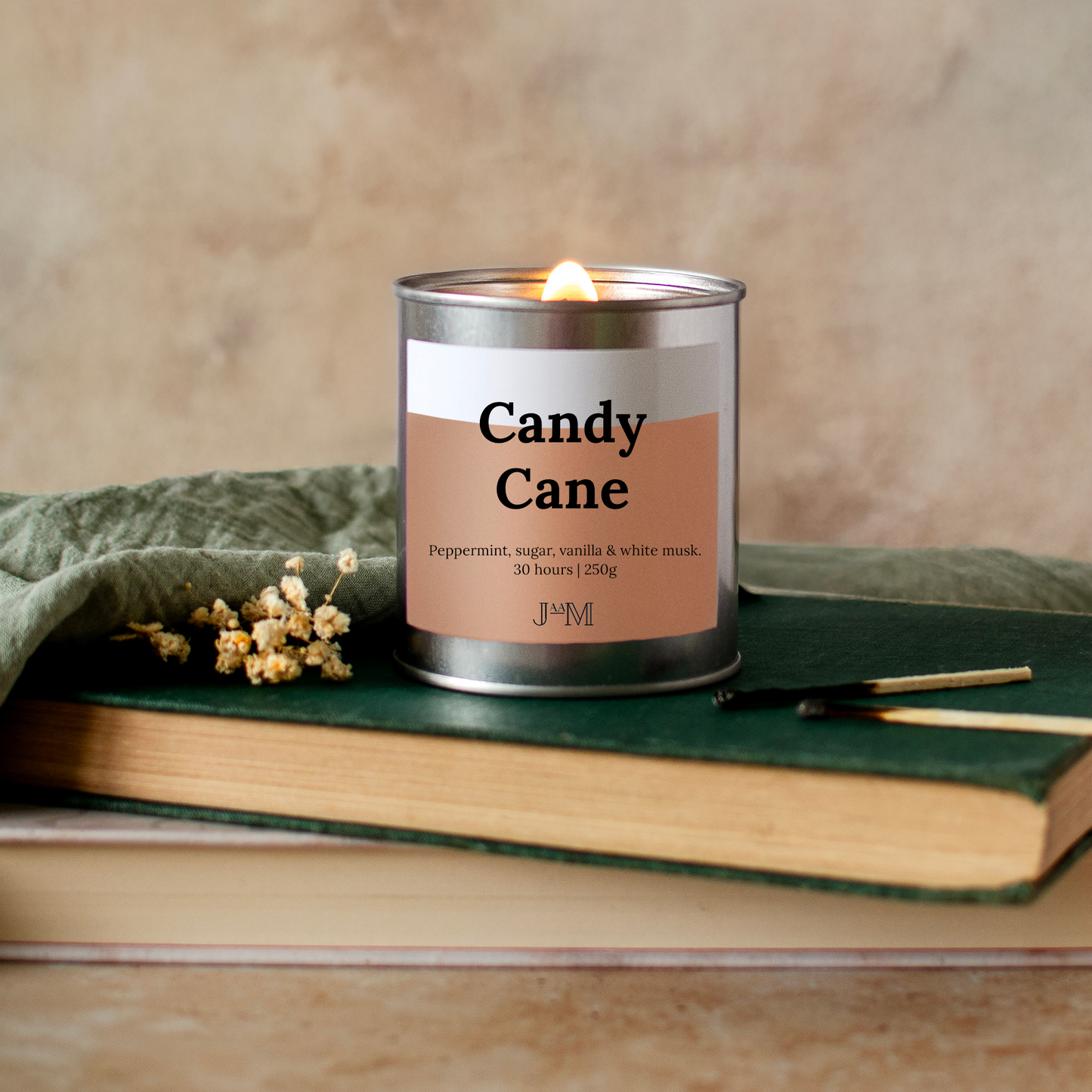 Candy Cane Wood Wick Candle - My Store