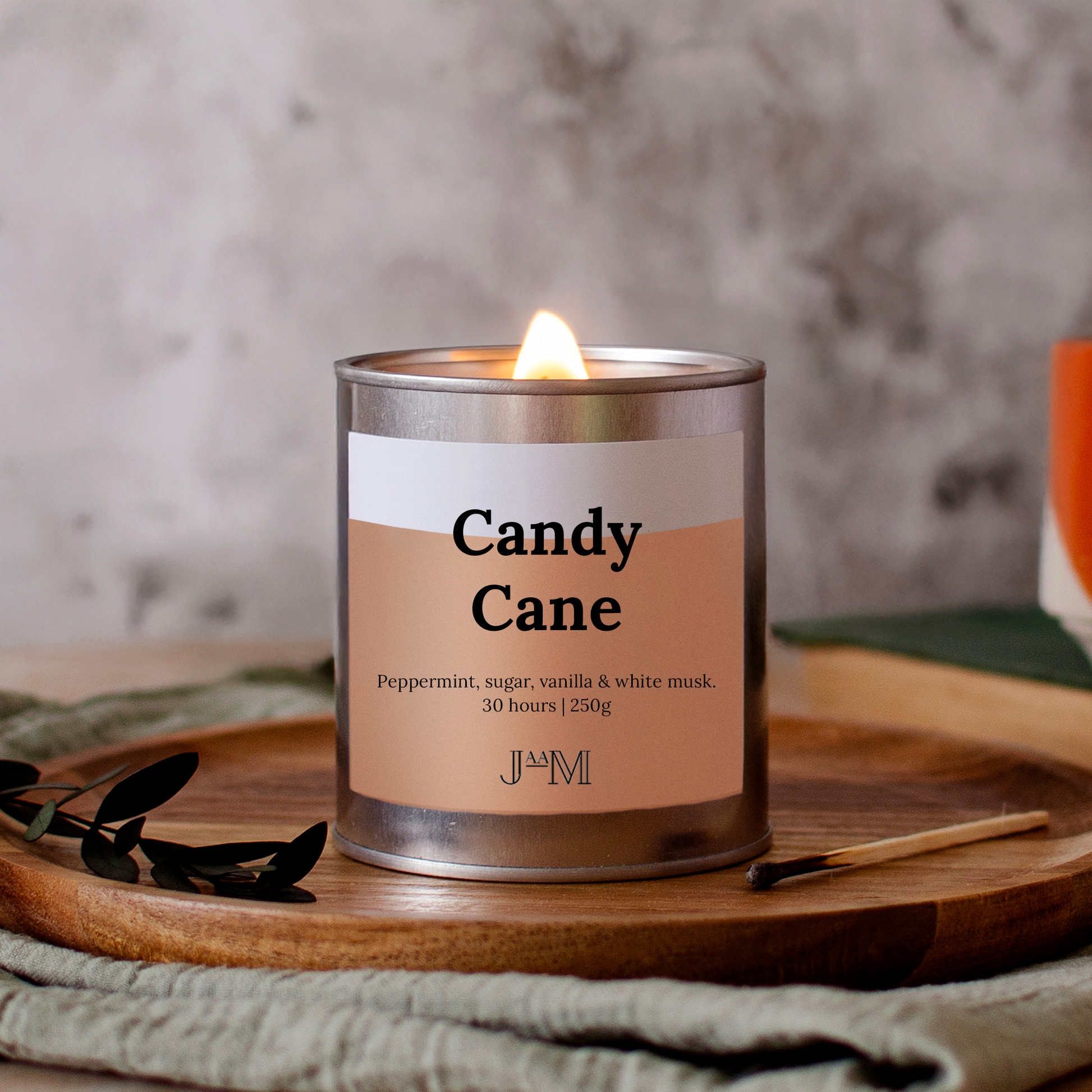 Candy Cane Wood Wick Candle - My Store