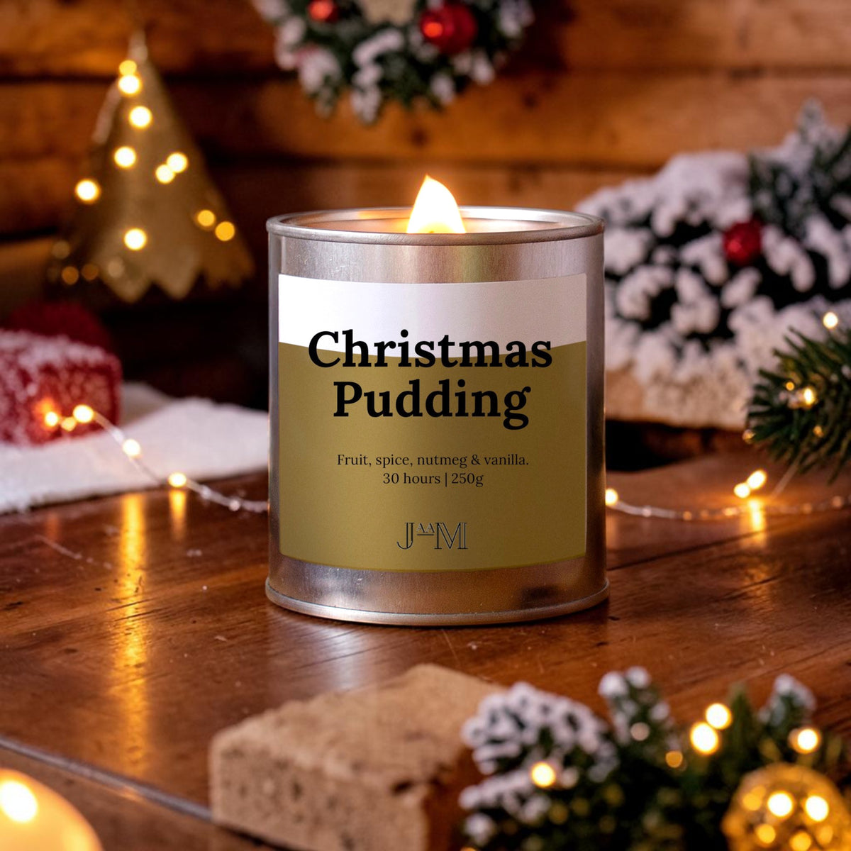 Christmas Pudding Wood Wick Candle - My Store