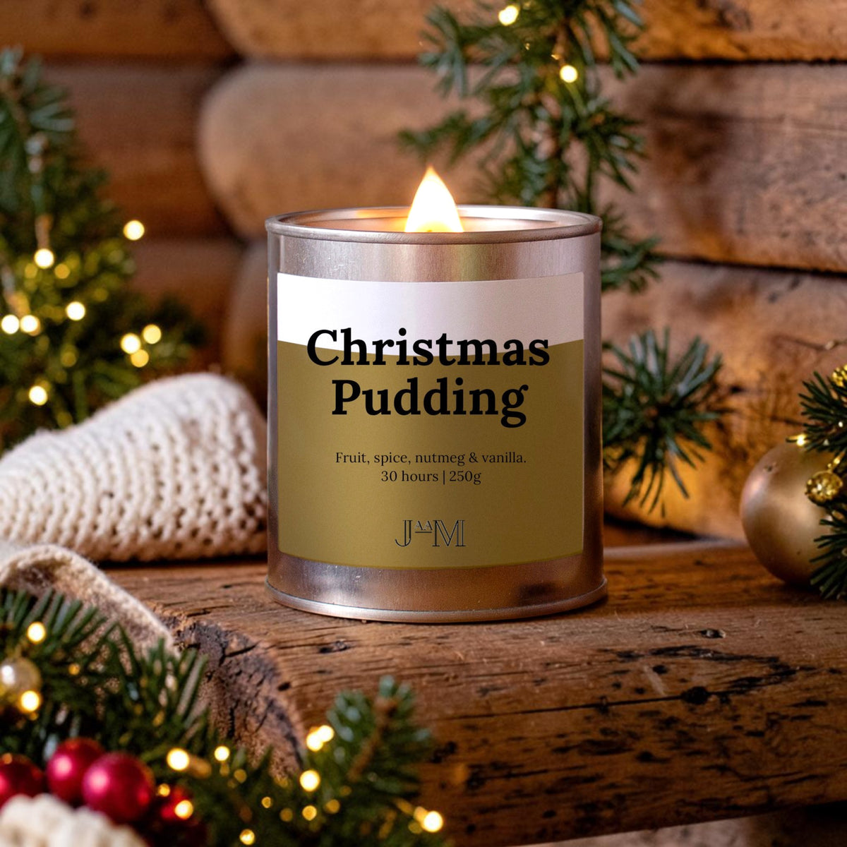 Christmas Pudding Wood Wick Candle - My Store