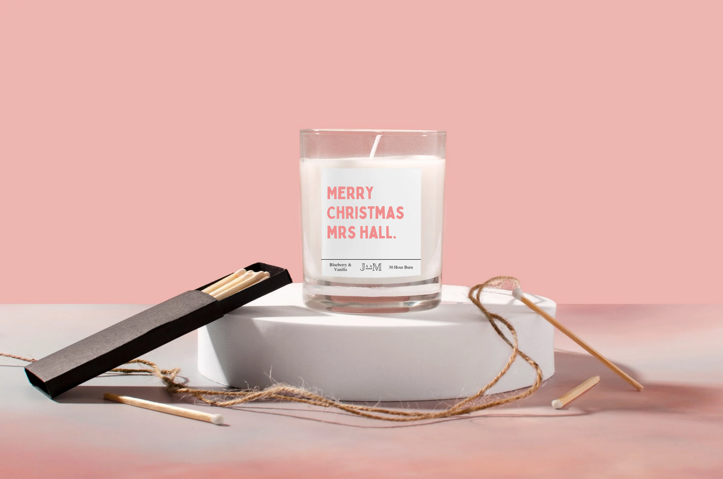 Personalised Teacher Merry Christmas Candle