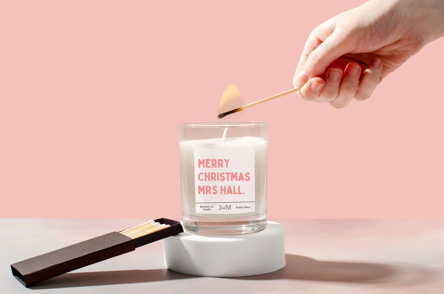 Personalised Teacher Merry Christmas Candle