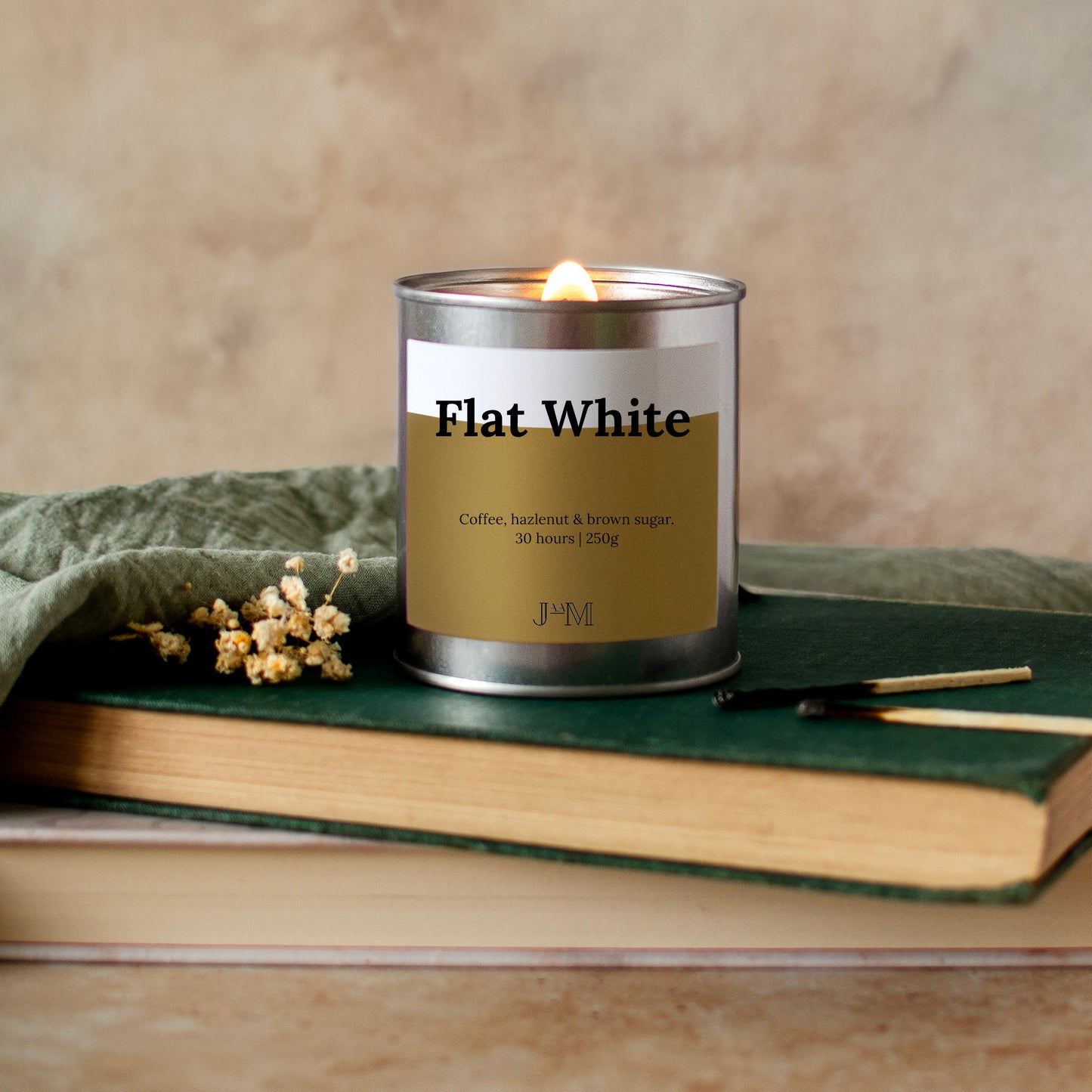 Flat White Wood Wick Candle
