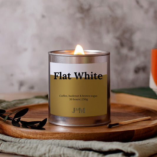 Flat White Wood Wick Candle