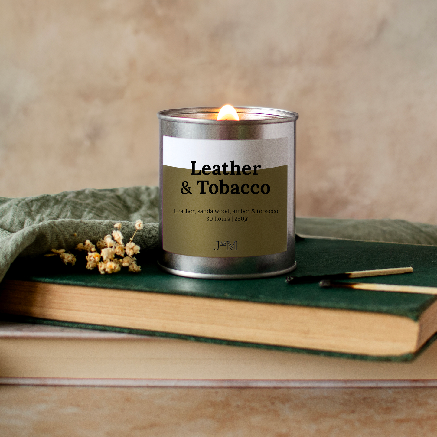 Leather & Tobacco Wood Wick Candle
