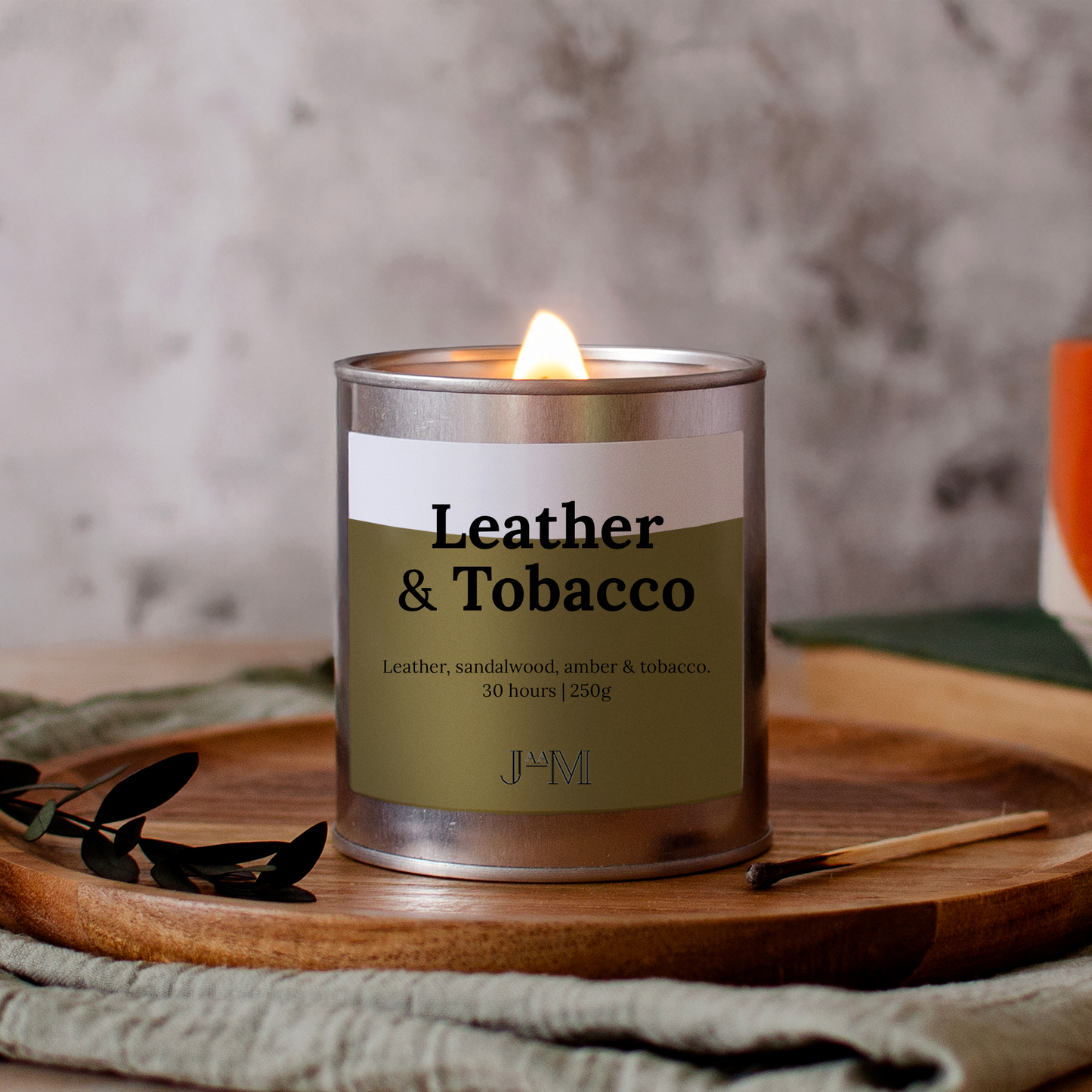 Leather & Tobacco Wood Wick Candle