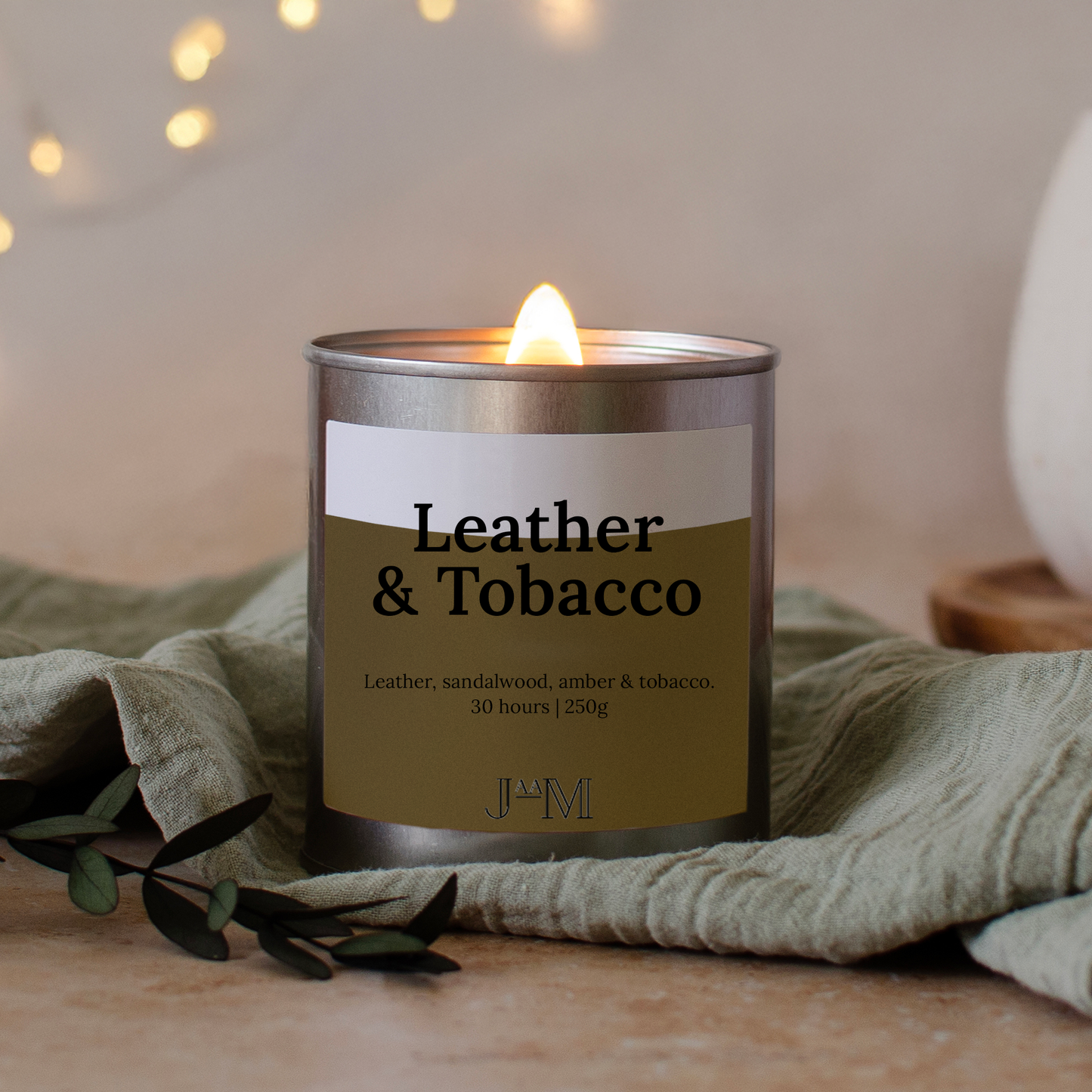 Leather & Tobacco Wood Wick Candle
