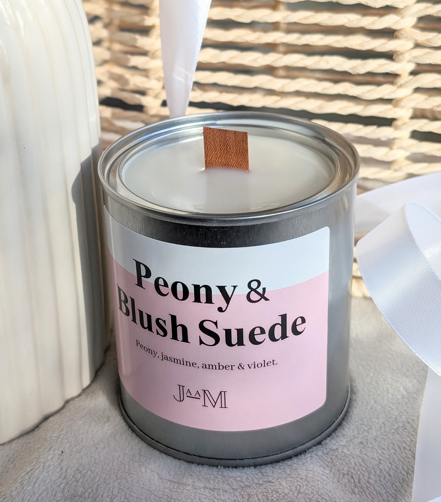 Peony & Blush Suede wood wick candle. - My Store