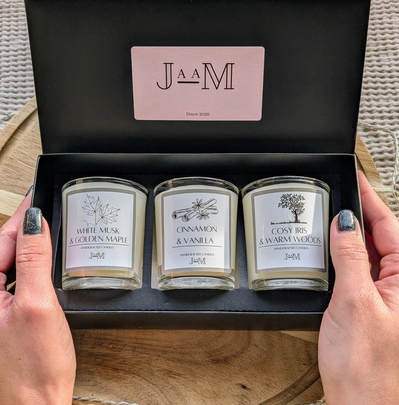 Cosy Candle Trio Gift Set. Trio Gift Box.