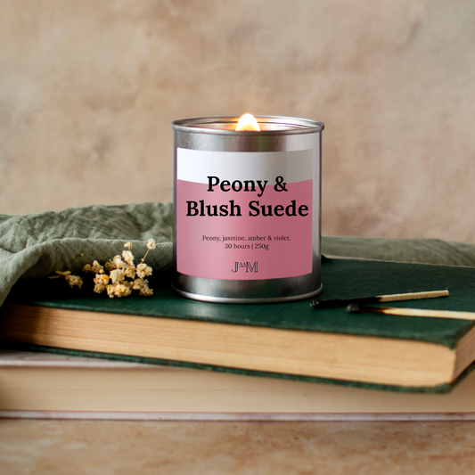 Peony & Blush Suede Wood Wick Candle - My Store