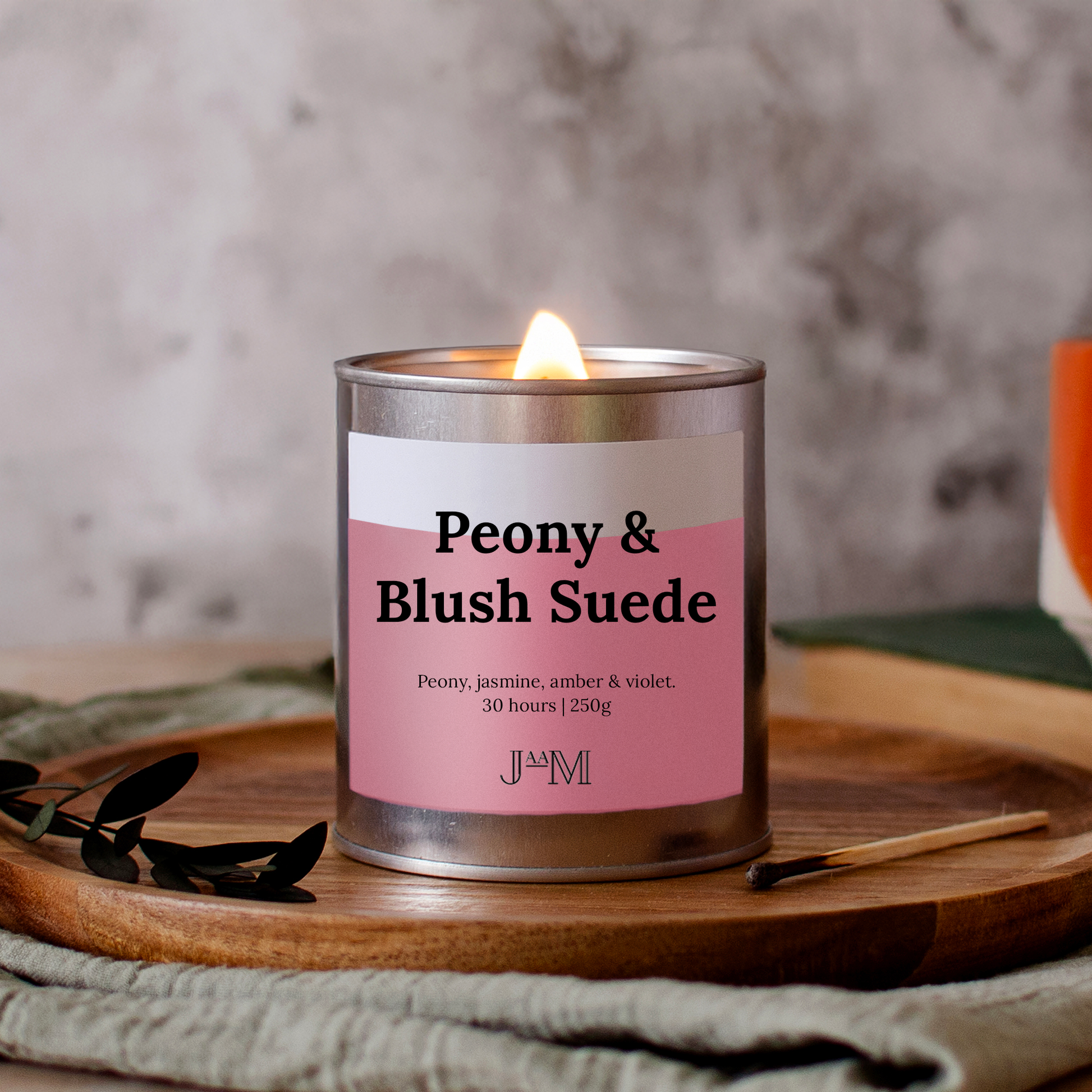 Peony & Blush Suede Wood Wick Candle - My Store