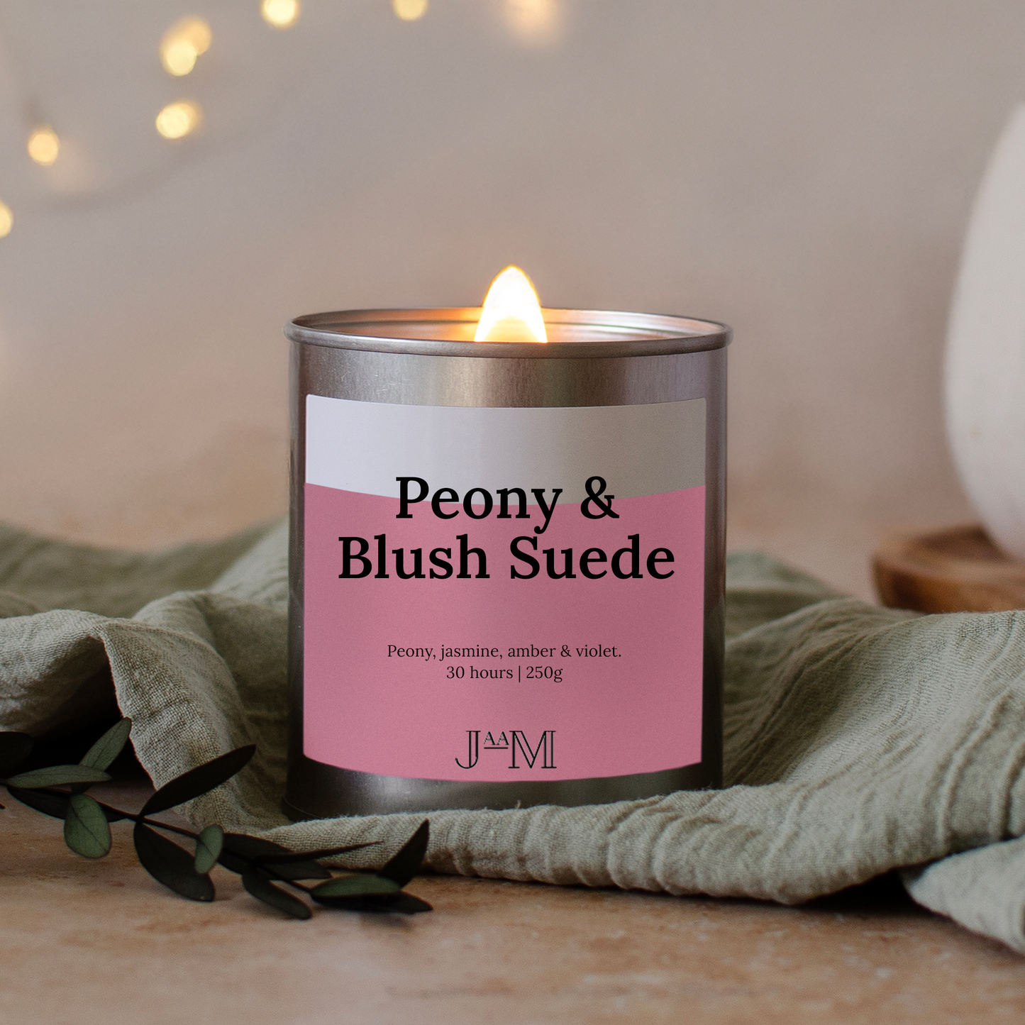 Peony & Blush Suede Wood Wick Candle - My Store