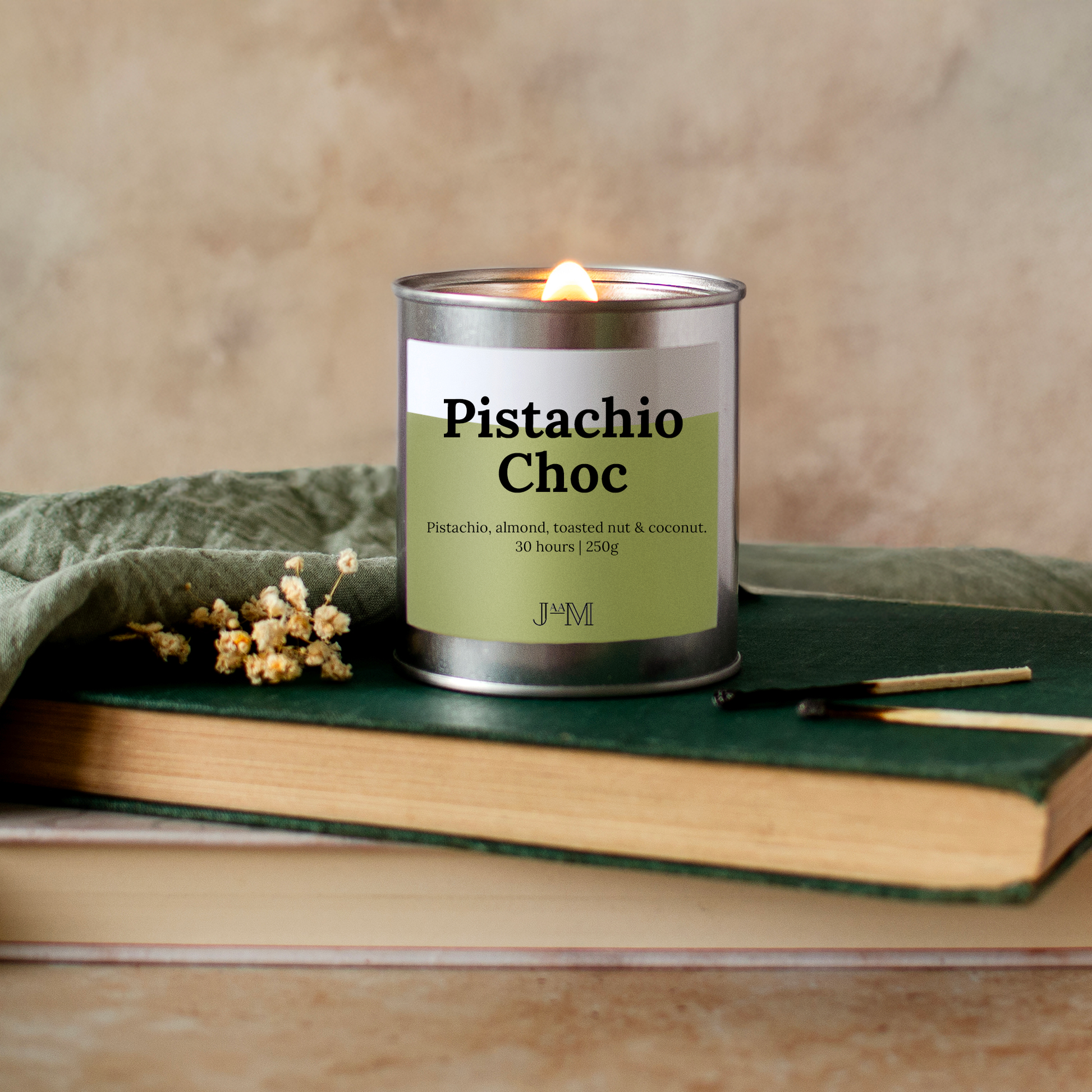Pistachio Choc Wood Wick Candle Dubai Chocolate - My Store