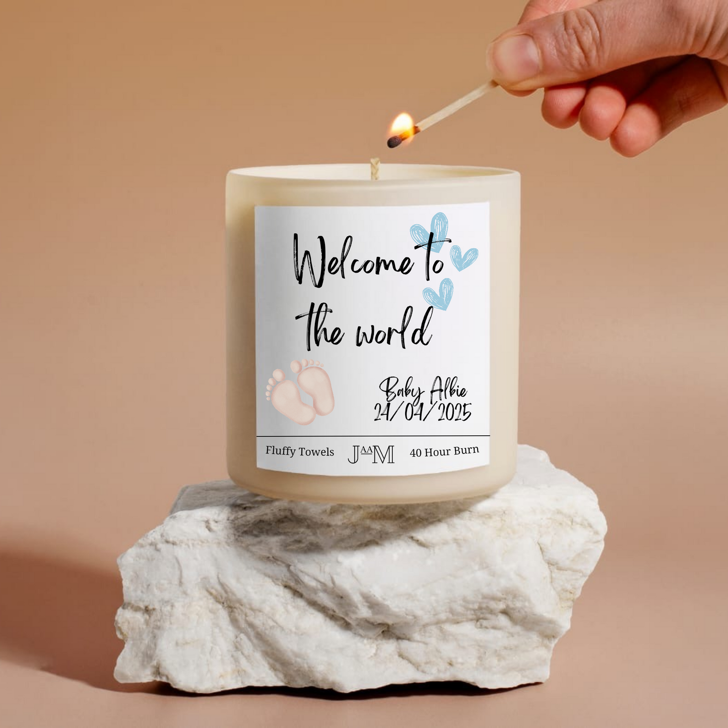 Personalised Baby Boy Candle Gift Set
