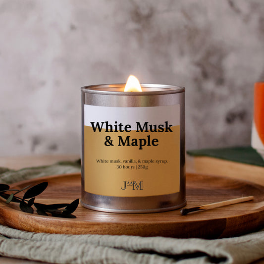 White Musk & Maple Wood Wick Candle