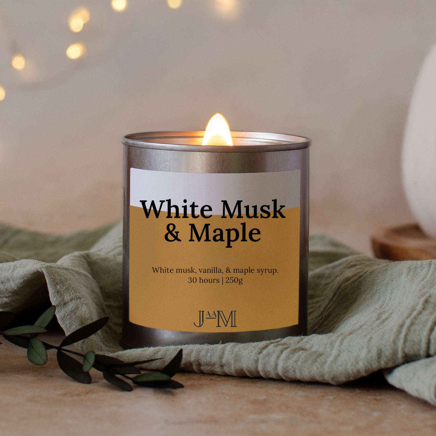 White Musk & Maple Wood Wick Candle
