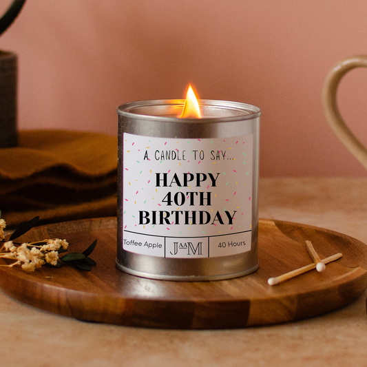 Happy 40th Birthday Wood Wick Candle For Her - My Store