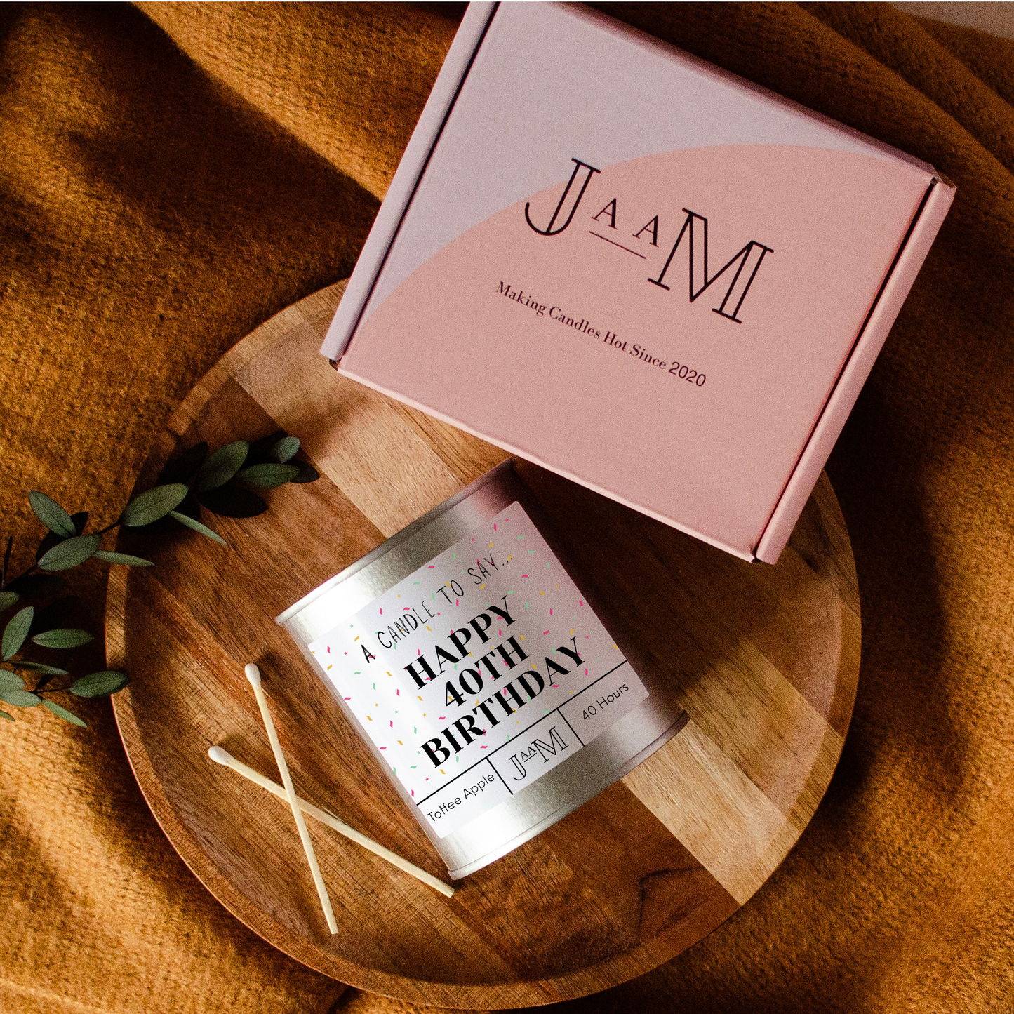 Happy 40th Birthday Wood Wick Candle For Her - My Store