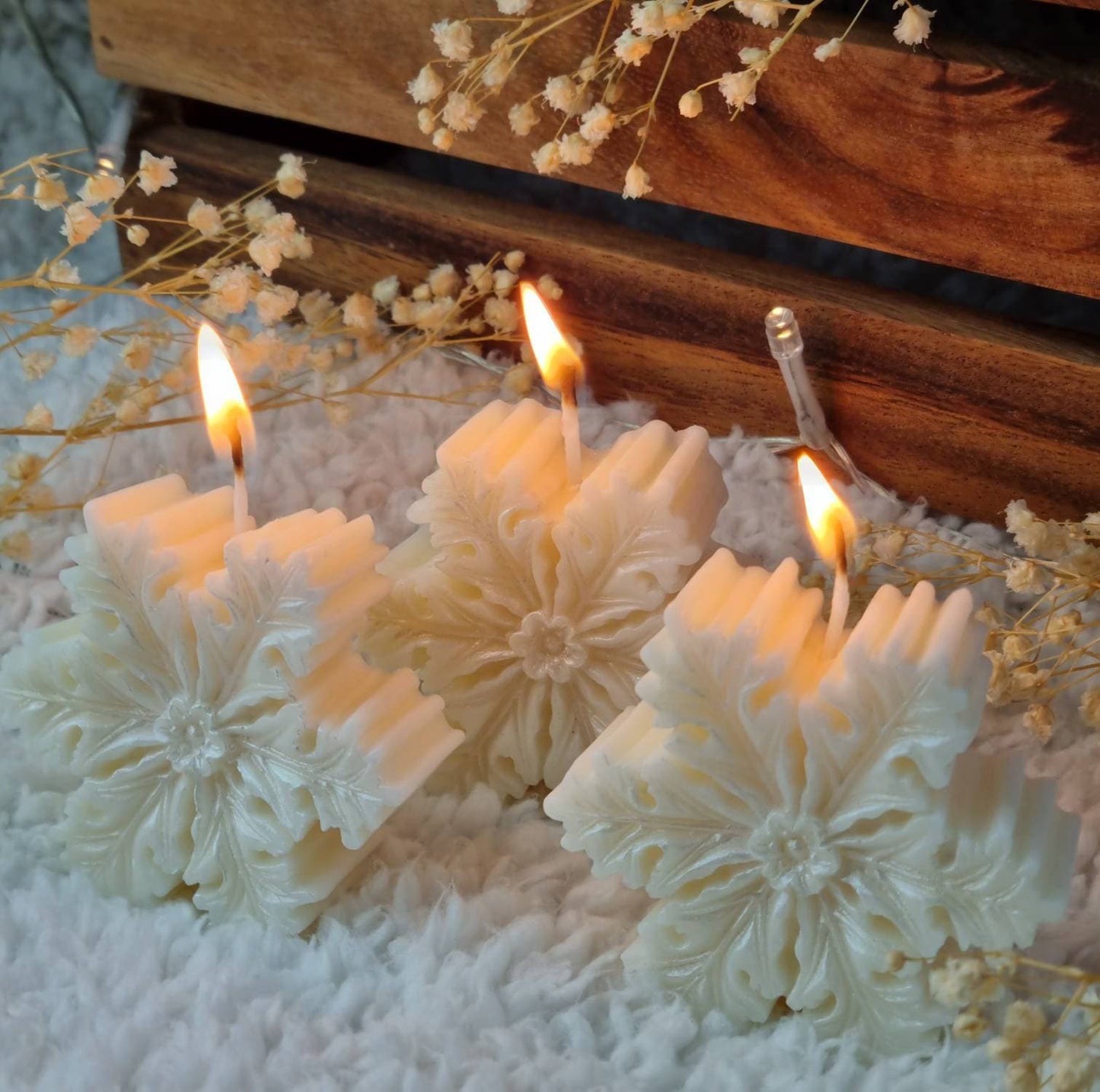 Christmas candle. Christmas decor. Snowflake candle. Snowflake decor. Christmas gift set. - My Store