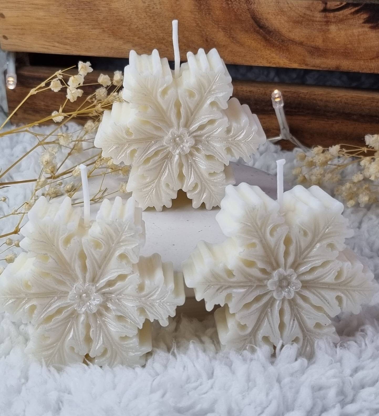 Christmas candle. Christmas decor. Snowflake candle. Snowflake decor. Christmas gift set. - My Store