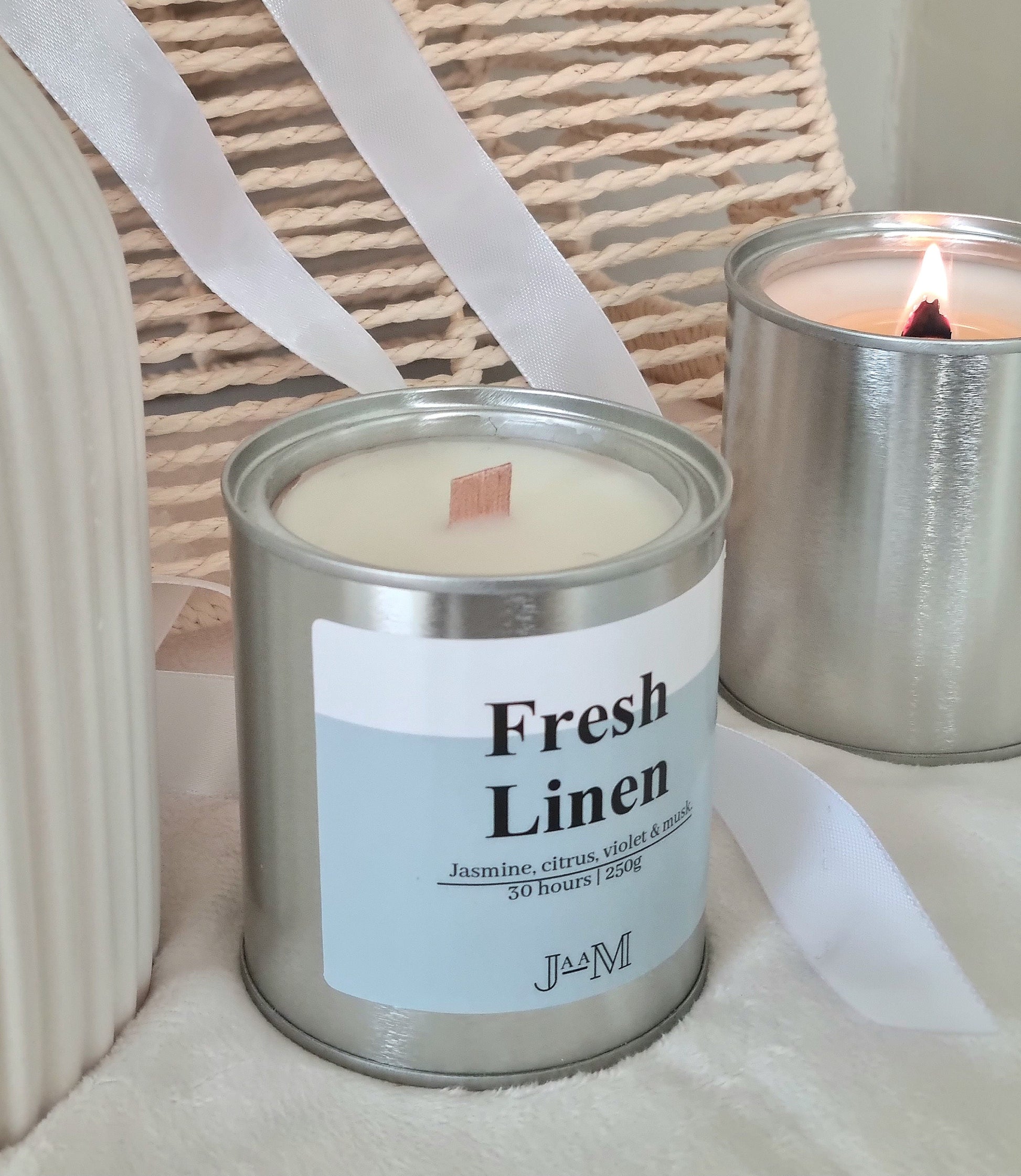 Fresh Linen Wood Wick Candle - My Store