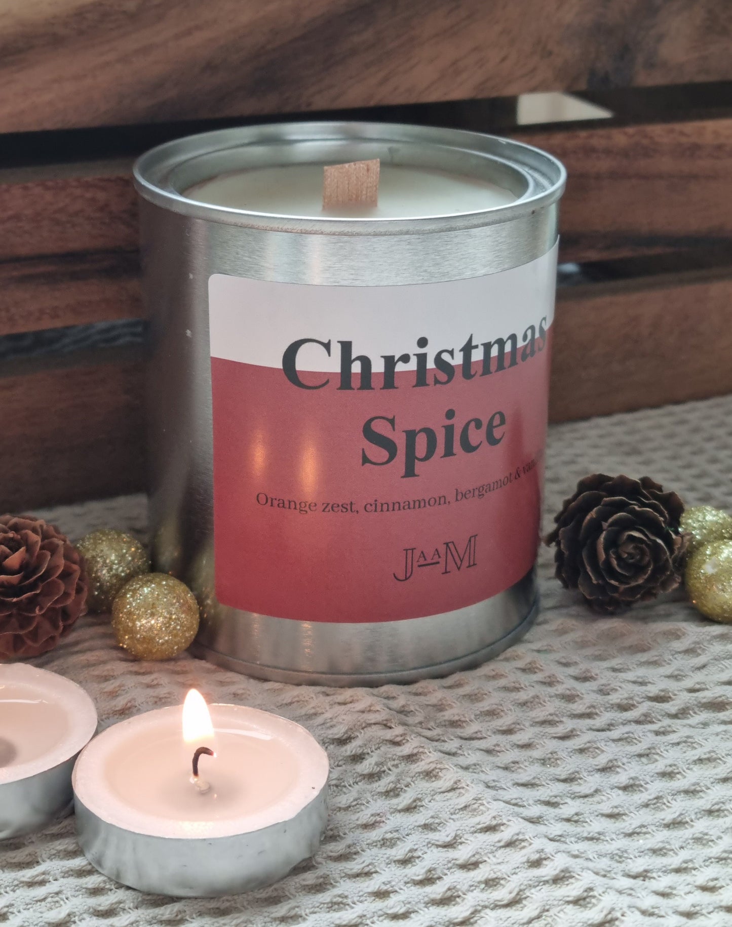Christmas spice candle. wood wick candle. Christmas candle. Wooden wick candle. Christmas decor - My Store