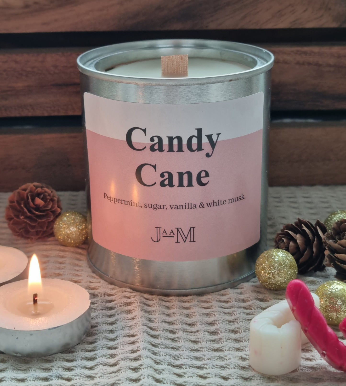 Candy Cane Wood Wick Candle