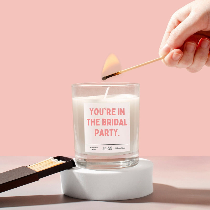 Bridal party candle. Bridesmaid proposal. You're in the bridal party.