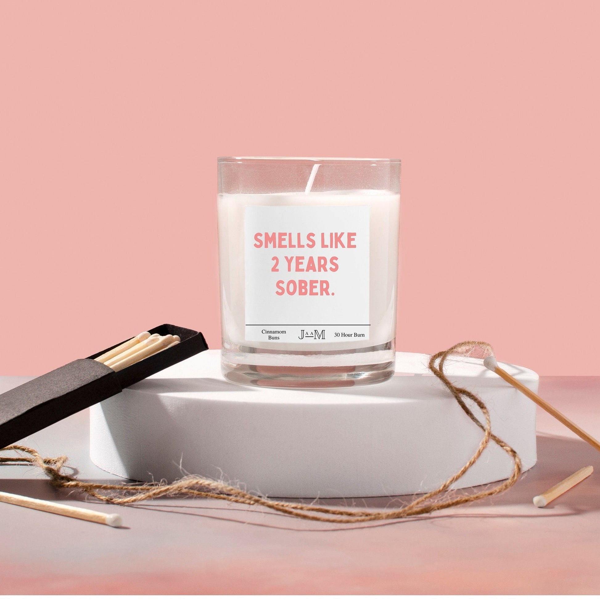 Personalised sober candle. Smells like sober. Your words here. Customised candle. Add your text. Sobriety gift - My Store