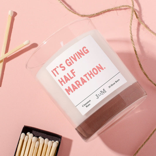 Marathon gift. Half marathon. It&#39;s giving marathon. Half marathon candle gift. - My Store