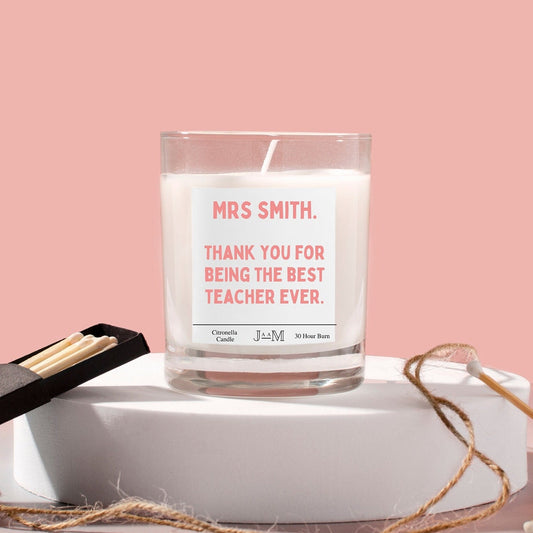 Teacher gift. Thank you teacher. Personalised teacher gift. End of year teacher. candle gift. Best teacher - My Store