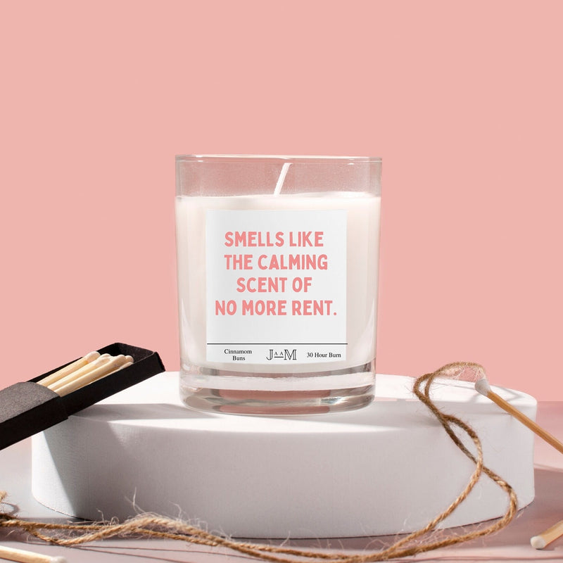 New home gift. No more rent. Cheeky housewarming. Funny candle housewarming - My Store
