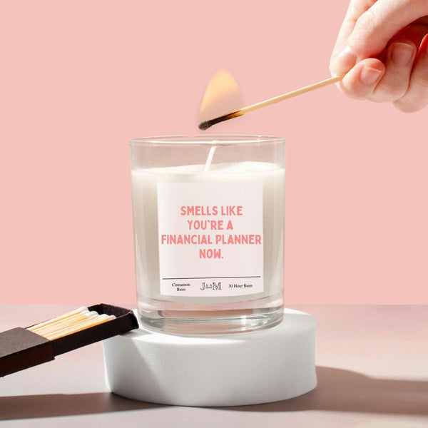 Financial planner.  Qualified finance planner. Smells like planner. Candle gift. Finance school gift. - My Store